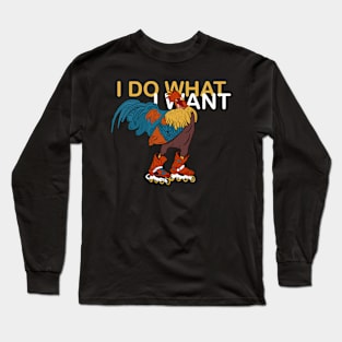 Funny rooster on roller skates Long Sleeve T-Shirt